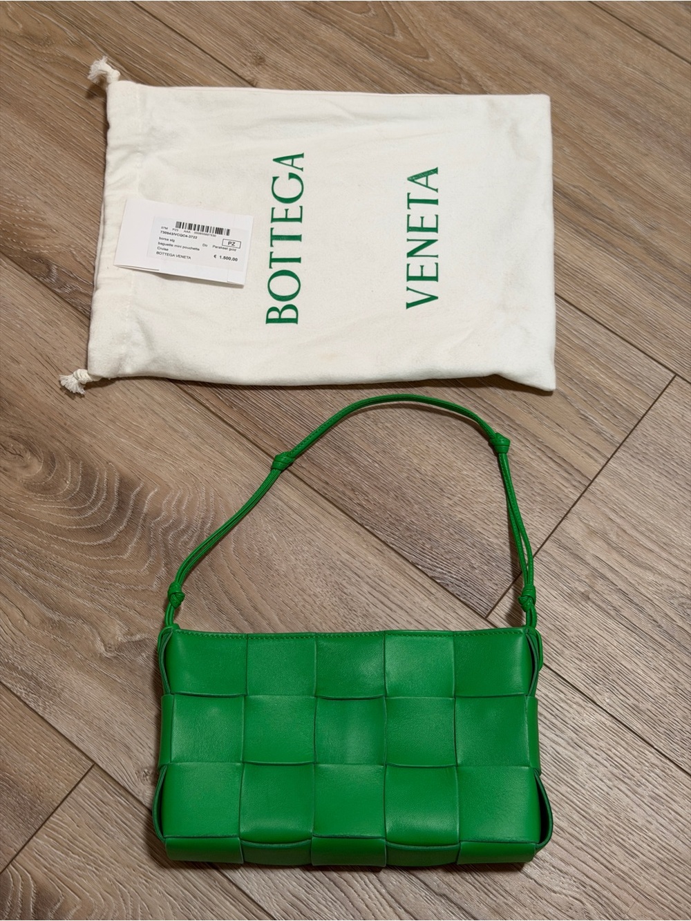 Bottega Veneta Green Cassette Pouch on Strap